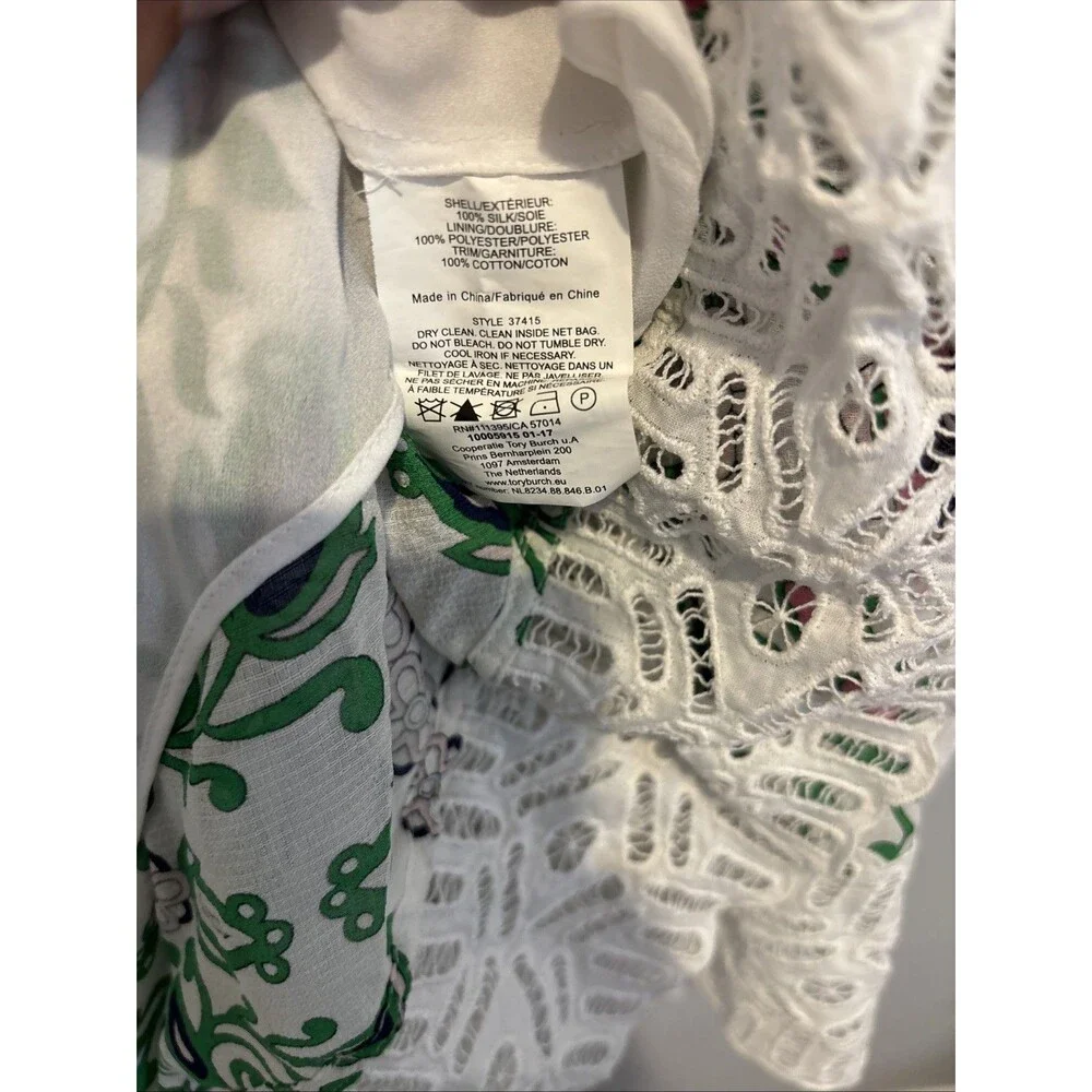 Tory Burch Garden Party Georgette Top Silk Tiered Size 6 Floral Print NWOT